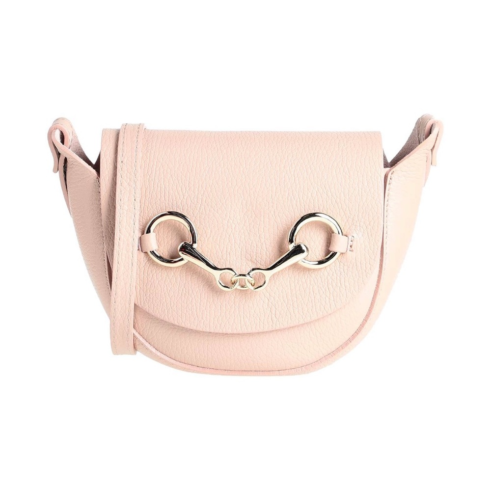 NWT Laura Di Maggio Rose Pink Blush Supple Pebble Leather Goldware Crossbody Bag